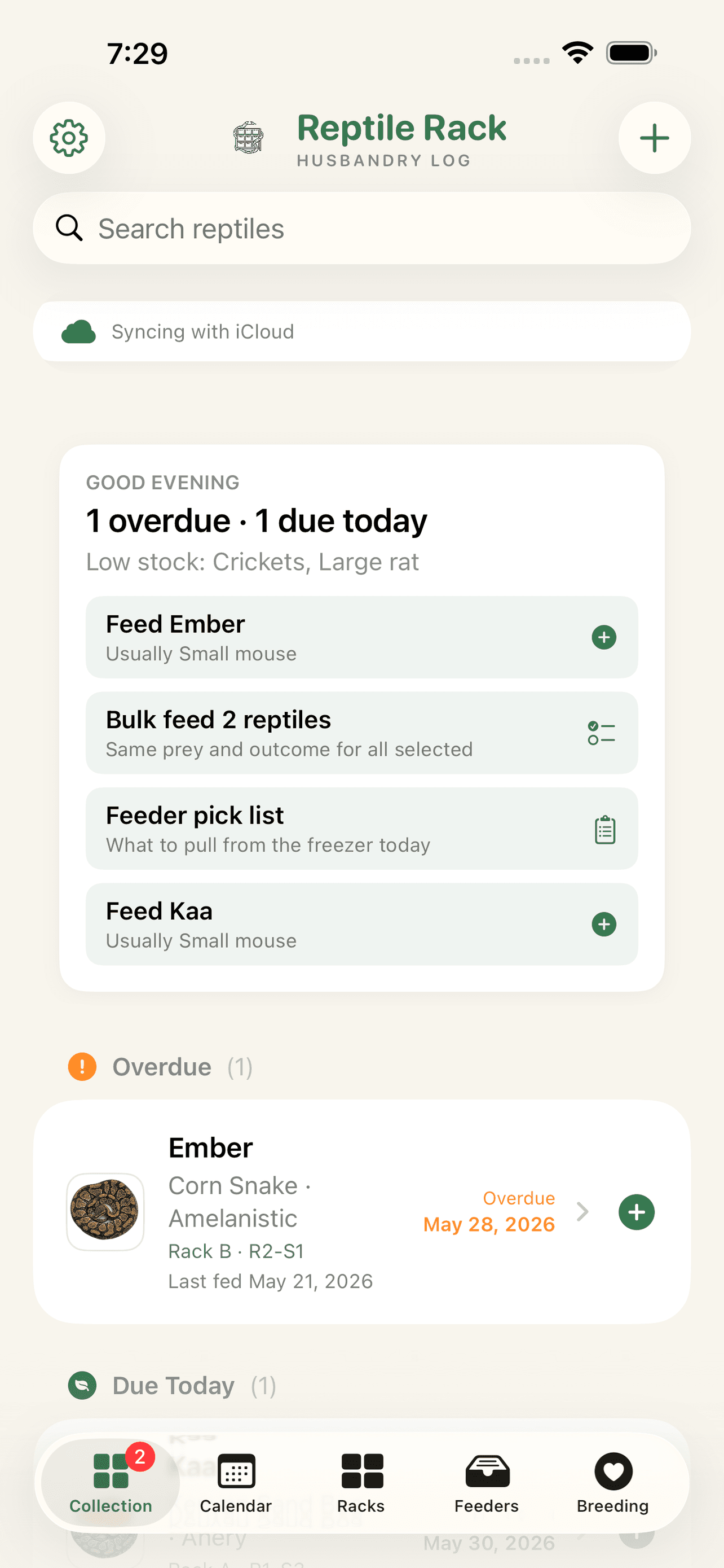 Reptile Rack app screenshot