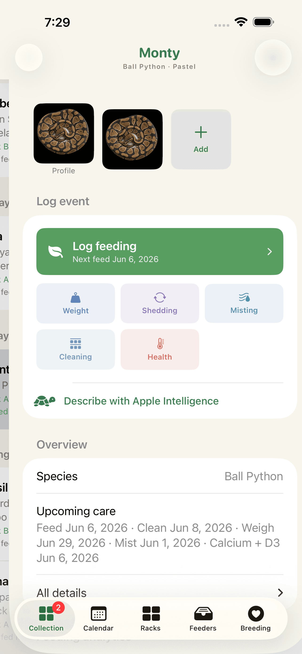 Reptile Rack app screenshot
